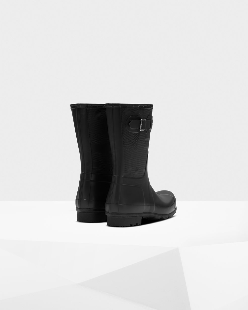Mens Short Rain Boots - Hunter Original Exploded Logo Texture (76MATPGJL) - Black